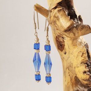 Rich Blue Swarovski & Sterling Silver Earrings